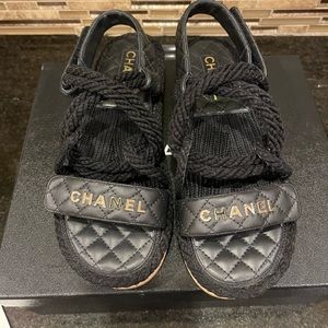Chanel Black Rope Sandals